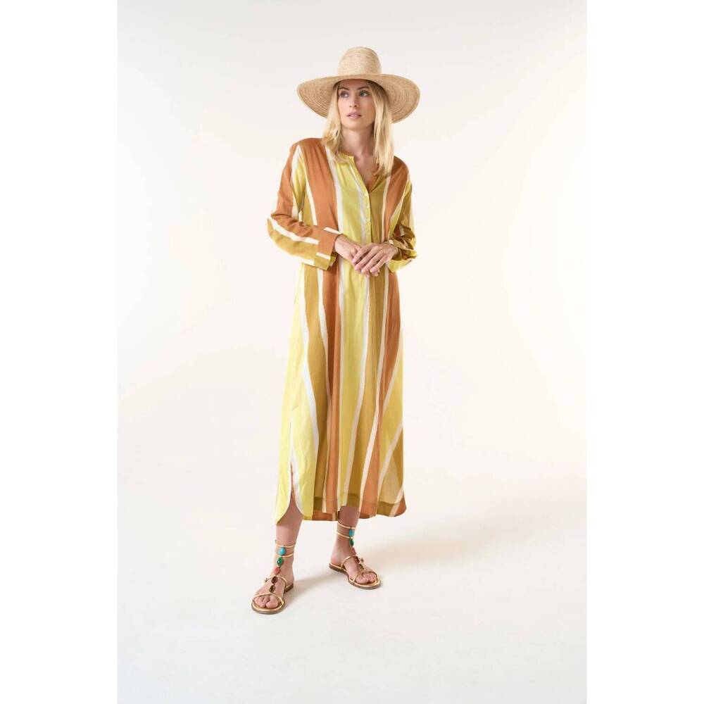 NEW ONESEASON morrocan stripe bazaar dress in citrine
